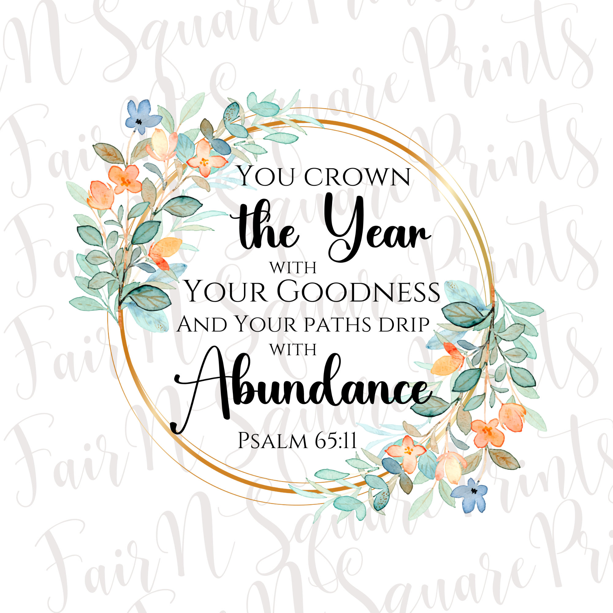 Psalm 65:11 Scripture PNG File – Floral Wreath, Christian Sublimation ...