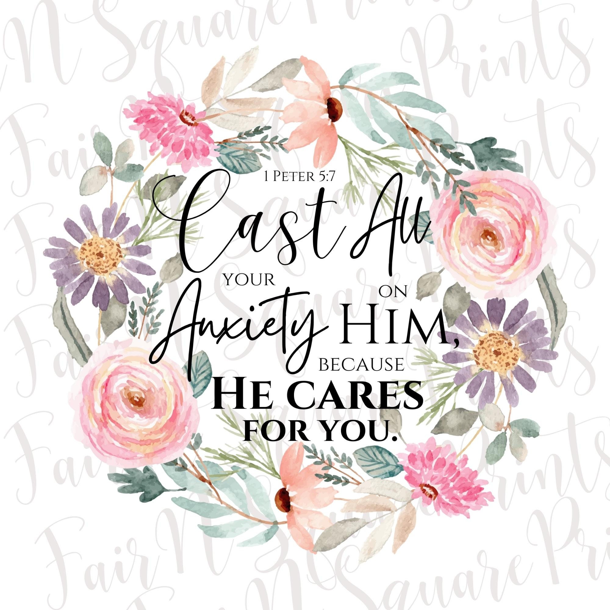 1 Peter 5:7 Cast All Your Anxiety on Him Bible Verse SVG with -   Portugal