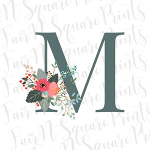 Initial M Floral Png File For Sublimation/Letter M Png Digital Designs/Monogram M Png File for Sublimation/PNG DIGITAL DOWNLOAD