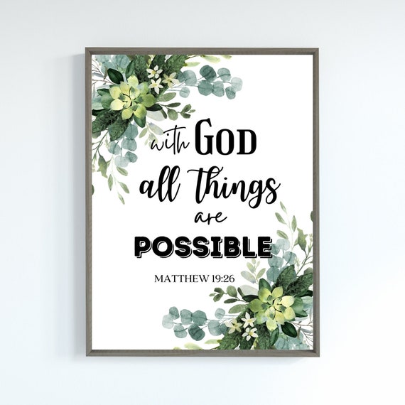 thumbnail image 2 of Double-Sided Garden Flag – WITH GOD ALL THINGS ARE POSSIBLE Matthew 19:26 – 12x18 Inch Dark Olive Green / Mustard Yellow / Light Pink 2 of 5