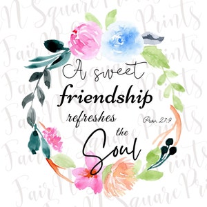 Friendship Verse PNG: Floral Wreath Christian Design (Digital Download)