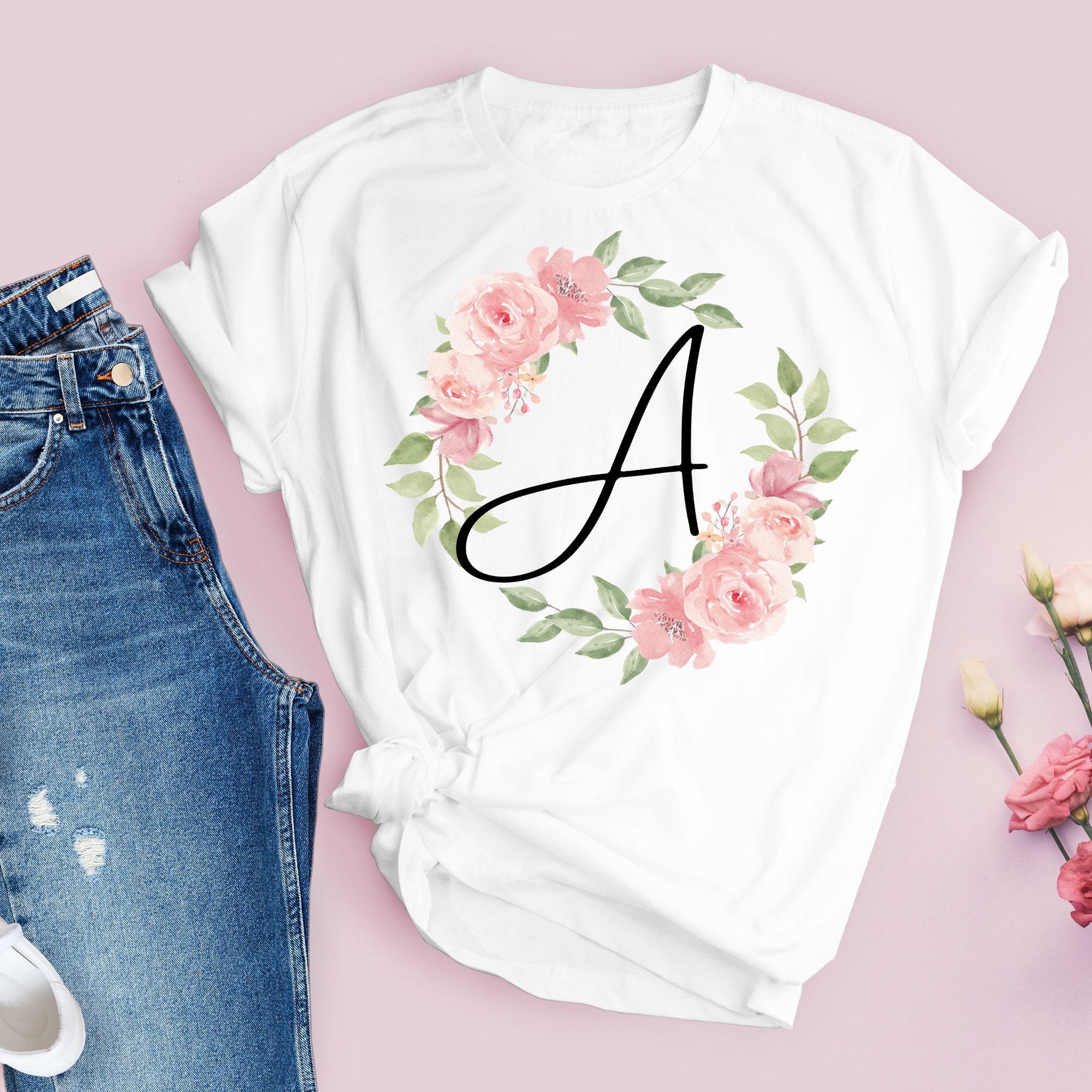 Initial A PNG File for Sublimation/floral Wreath Initial A PNG - Etsy