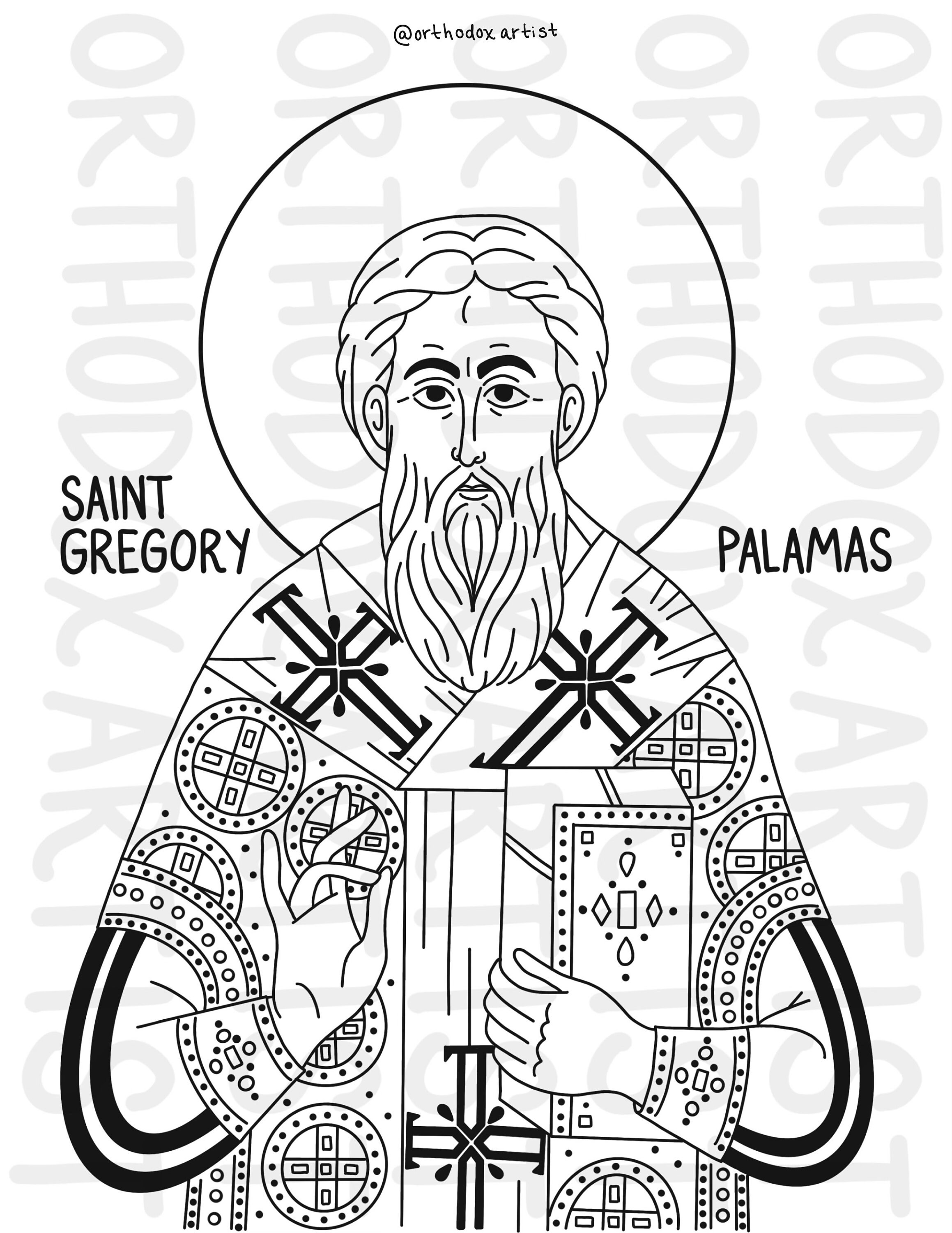 Saint Gregory of Palamas Coloring Page - Etsy