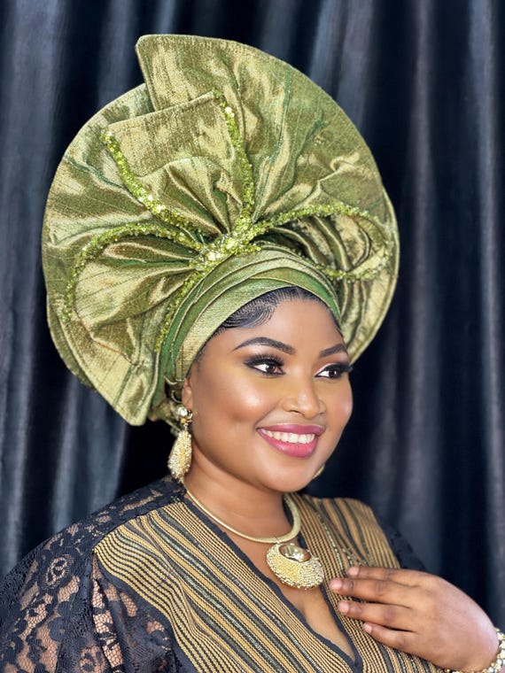 African Auto Gele Head Wrap , African High Quality Auto Gele  display picture 2