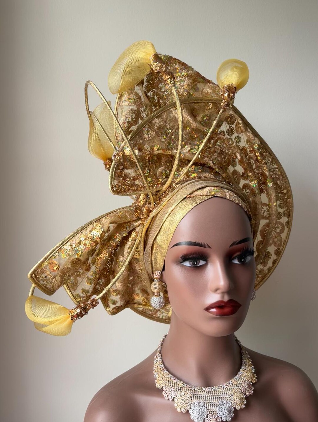 African Ready Made Auto Gele / Net Asoke Auto Gele / Classy Auto Gele ...