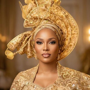 African Ready Made Auto Gele / Net Asoke Auto Gele  / Classy Auto Gele / Rich mummy Auto Gele / Wedding Auto Gele / Birthday party Auto Gele