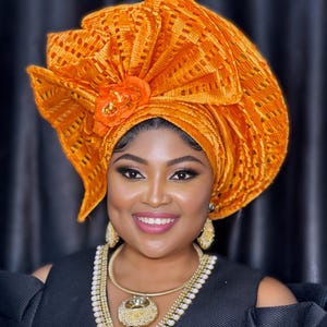 Unique Auto Gele / Wedding Auto Gele /Net Auto Gele /Bridal Auto Gele / African Rich mummy Headgear/ Birthday Auto Gele / Ready made Gele