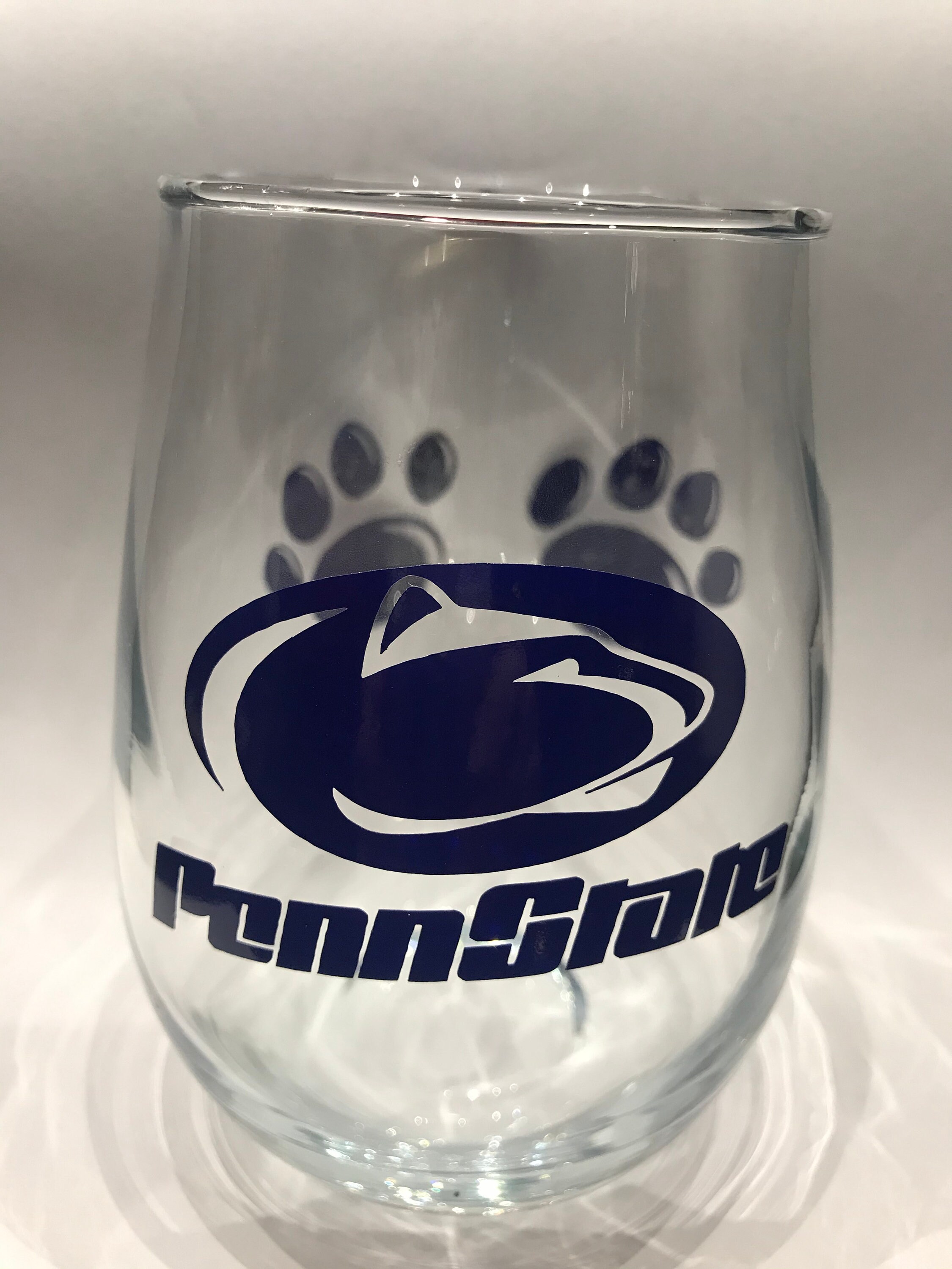 NCAA Penn State Nittany Lions Adult Set of 2 - 15 oz Stemless Wine Glass Deep Etched Engraved, One size, Clear