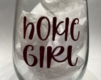 Virginia Tech Hokie Girl Stemless Wine Glass