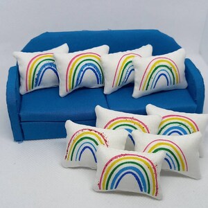 Dolls house 1/12 scale modern  miniature rainbow cushion