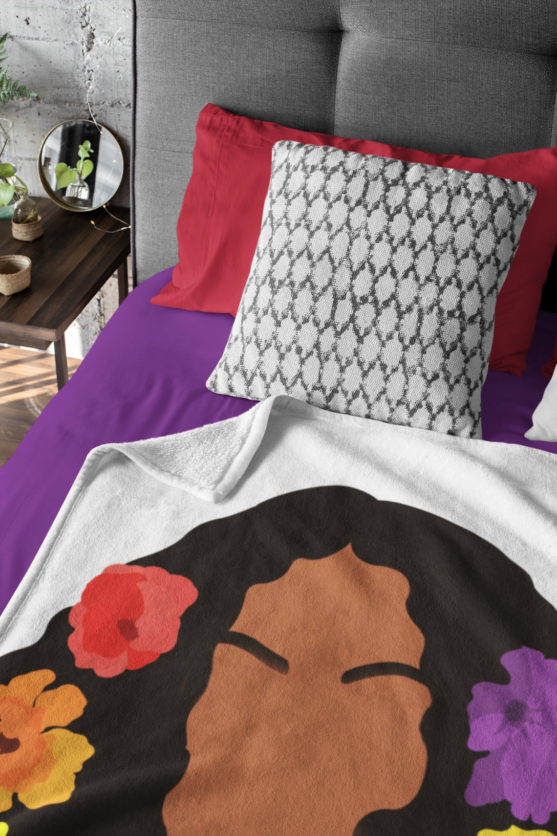 Floral African American Woman Throw Blanket Black Girl Room Etsy