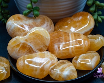 Cœur sculpté en calcite orange | Chaleureux et accueillant