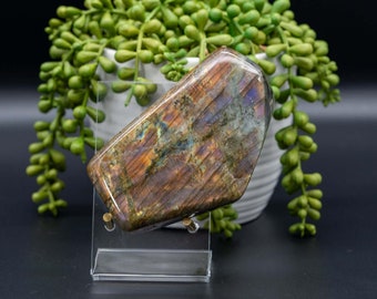 Labradorite Free-Form - Purple/Pink Flash 4.25"x2.5"