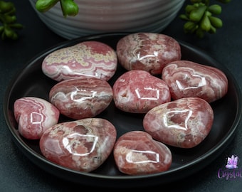 Cœur sculpté en rhodochrosite d'Argentine