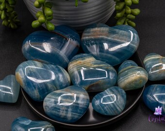 Cœurs d'onyx bleu d'Argentine (calcite bleue)