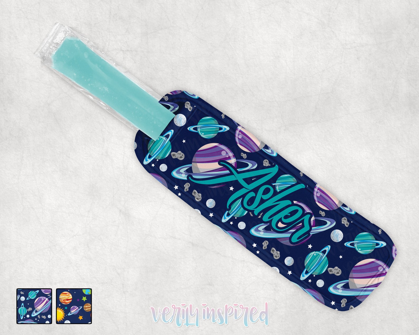 Personalised Icy Pole Holder, Space, Ice Block, Zooper Dooper