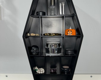 Curio Coffin Shelf - Gothic Spooky Decor For Walls Or Table Tops for Shot Glasses Or Other Trinkets