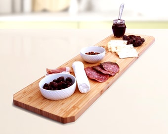 Extra Large  Bamboo Cheese Board- 30 Inch Long Charcuterie Serving Tray