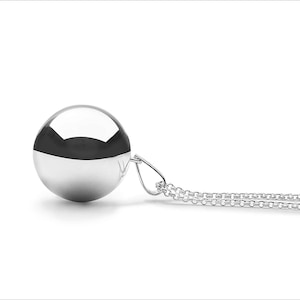 Sterling Silver Serenity Necklace with Harmony Bola Pendant - Boho Necklace for Anxiety Relief, Mindfulness, and Stress Relief