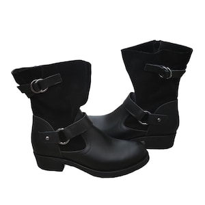 Botas femininas artesanais, botas de couro de cowboy, estilo western