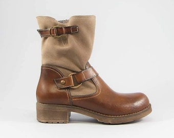 Botines de mujer hechos a mano, botas vaqueras de piel estilo western.