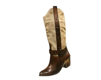 Handmade cowgirl western boot, cowboy high heel boot, knee high women boots
