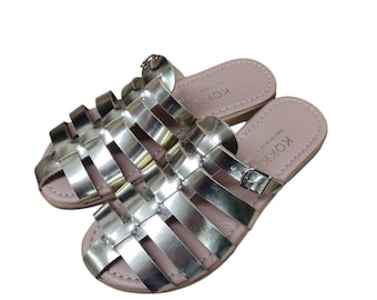 Handgefertigte Leder Fischer Sandalen: Geschlossene Zehen Riemchen griechischen Folien