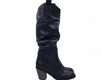 Handmade greek leather cowboy women boots