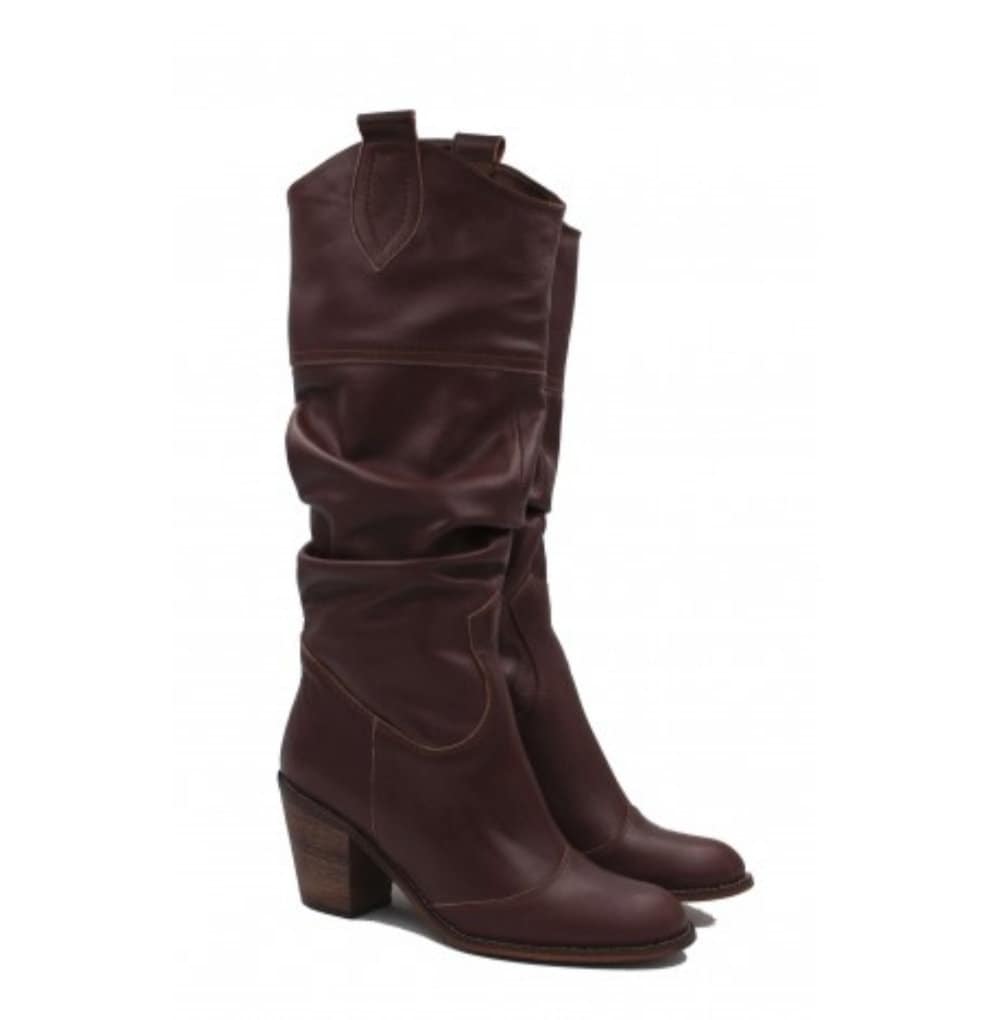 Leather cowboy women knee high boots, handmade cowgirl western boots