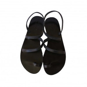 Sandales en cuir grecques à anneau d'orteil, sandales à bride arrière pour femmes, sandales