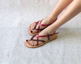 Brown cross strap sandal, slides sandal, thong sandal