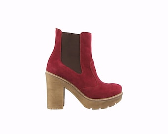 Leather high heel comfortable boots, ankle boot, handmade greek boots