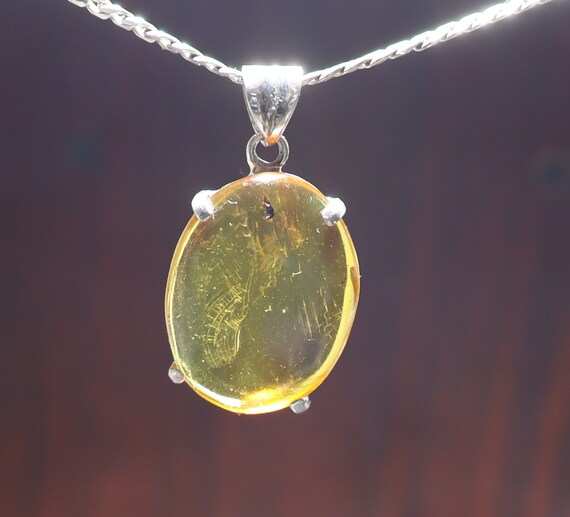 Prettily Natural Clear Blue Green Amber .925 Sterling Silver Pendant 42mm 
