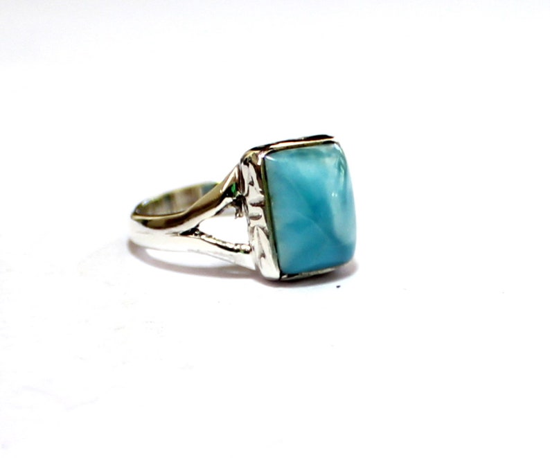 Lovely Natural Volcanic Blue AAA+ Larimar .925 Sterling Silver Ring #7