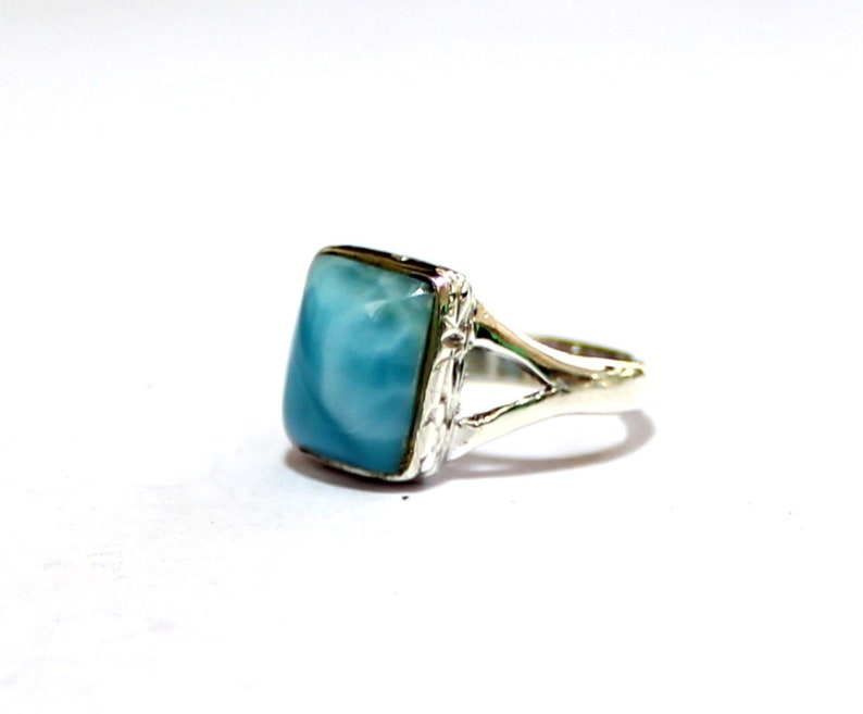 Lovely Natural Volcanic Blue AAA+ Larimar .925 Sterling Silver Ring #7
