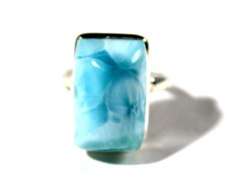 Hugh Bold Natural Sky Blue Larimar .925 Sterling Silver Ring #10 free resizing