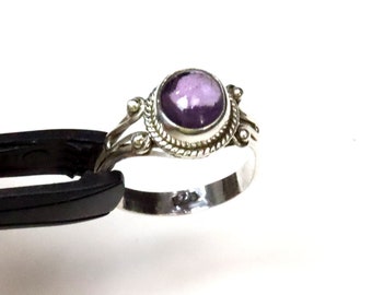 Natural Clear Light Purple Amethyst Solid .925 Sterling Silver Ring #7.5