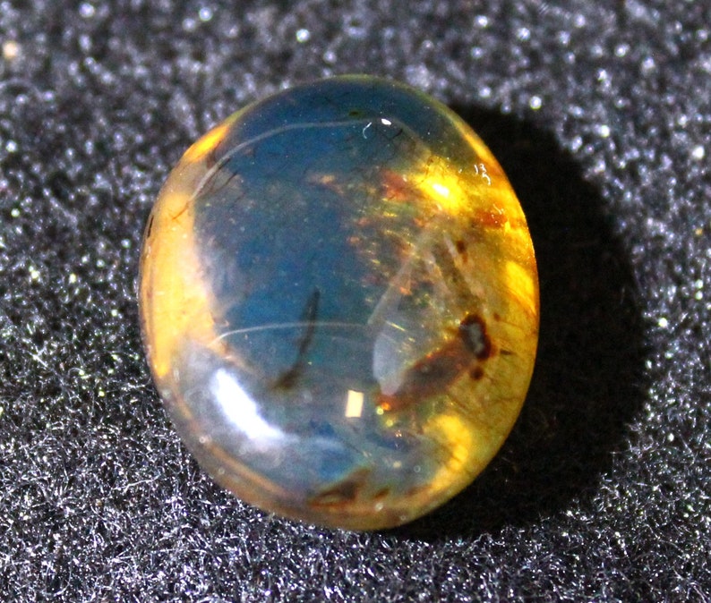 Outstanding Dominican Natural Clear Deep Blue Amber Polished Oval Stone 23x18x11mm 13cts