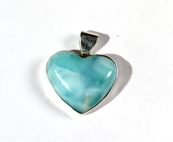 Exquisite Natural Sky Blue Larimar .925 Sterling Silver  Pendant 1.5inch