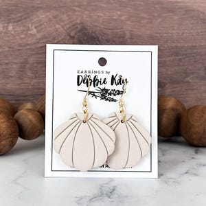 Bisque Clam Shell Earrings: Handmade Polymer Clay, Hypoallergenic