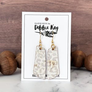 Neutral Leopard Angled Bar Earrings, Rustic Earrings