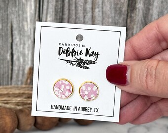 Pink Splatter Stud Earrings | Cork & Leather