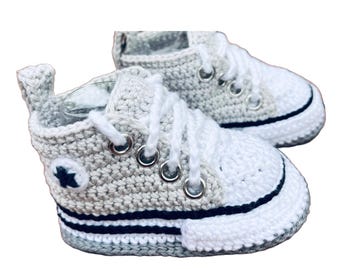 gehäkelte Babyschuhe, Steingrau