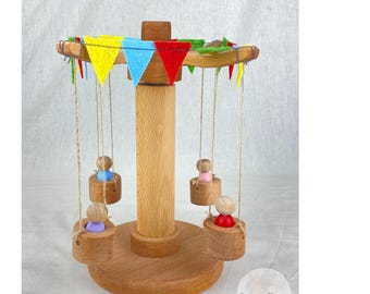 Wooden Carrousel Toys, Peg Dolls, Montessori Sensory Toddler Toys, Waldorf Toys.