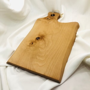 Fully Handmade Large Wooden Cutting Board with an Ergonomic Handle, Made from Beech Tree
