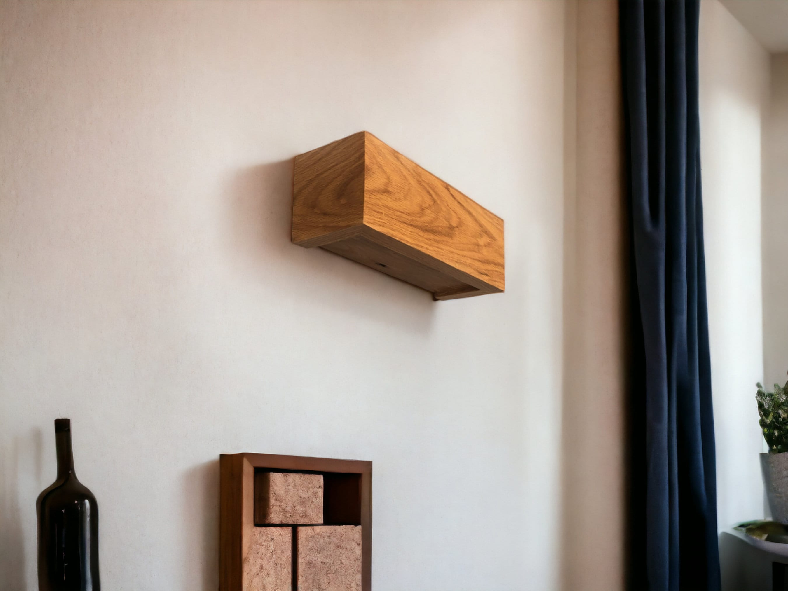 Horizontal Wood Wall Sconce, Easy to Hang Rustic Wall Lamp, Wall Light Fixture, Wall Light Art, Wood Lamp