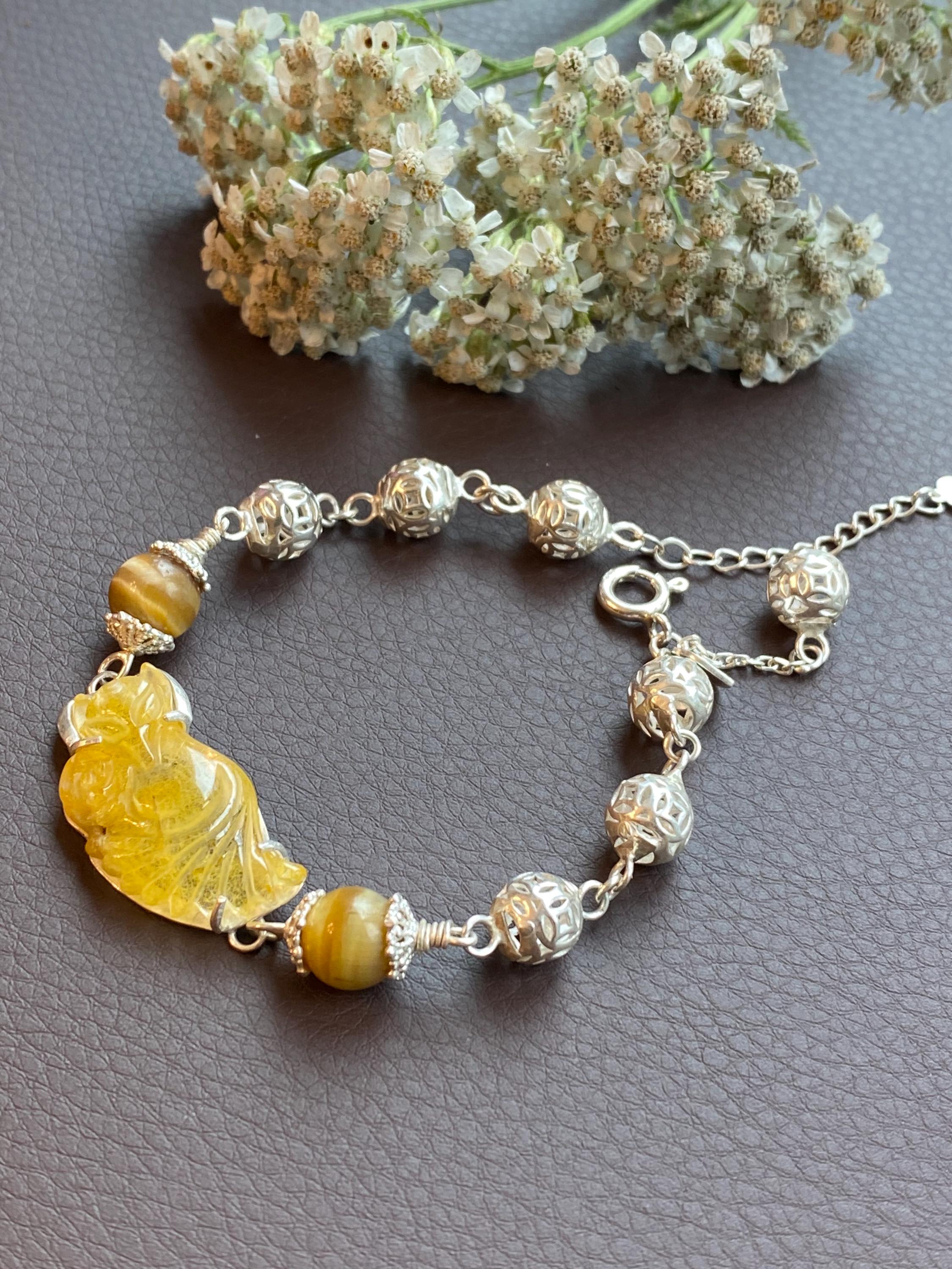 Nina◆オイルインクォーツブレスレット✧14kgf✧蛍光 Citrine Fox - Etsy