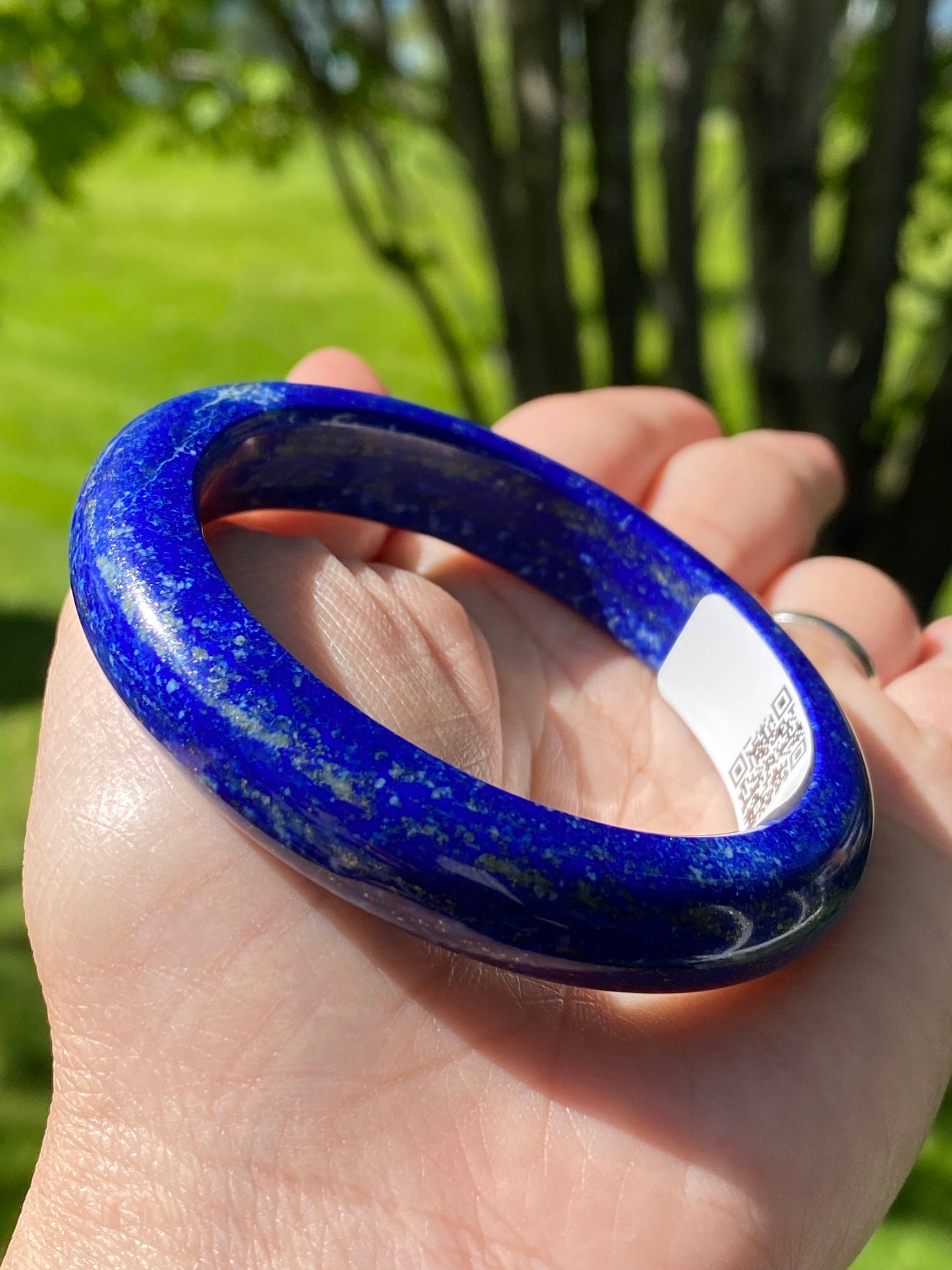 Lapis Gemstone Bangle Bracelet, Natural Stone (55.2mm/2.17