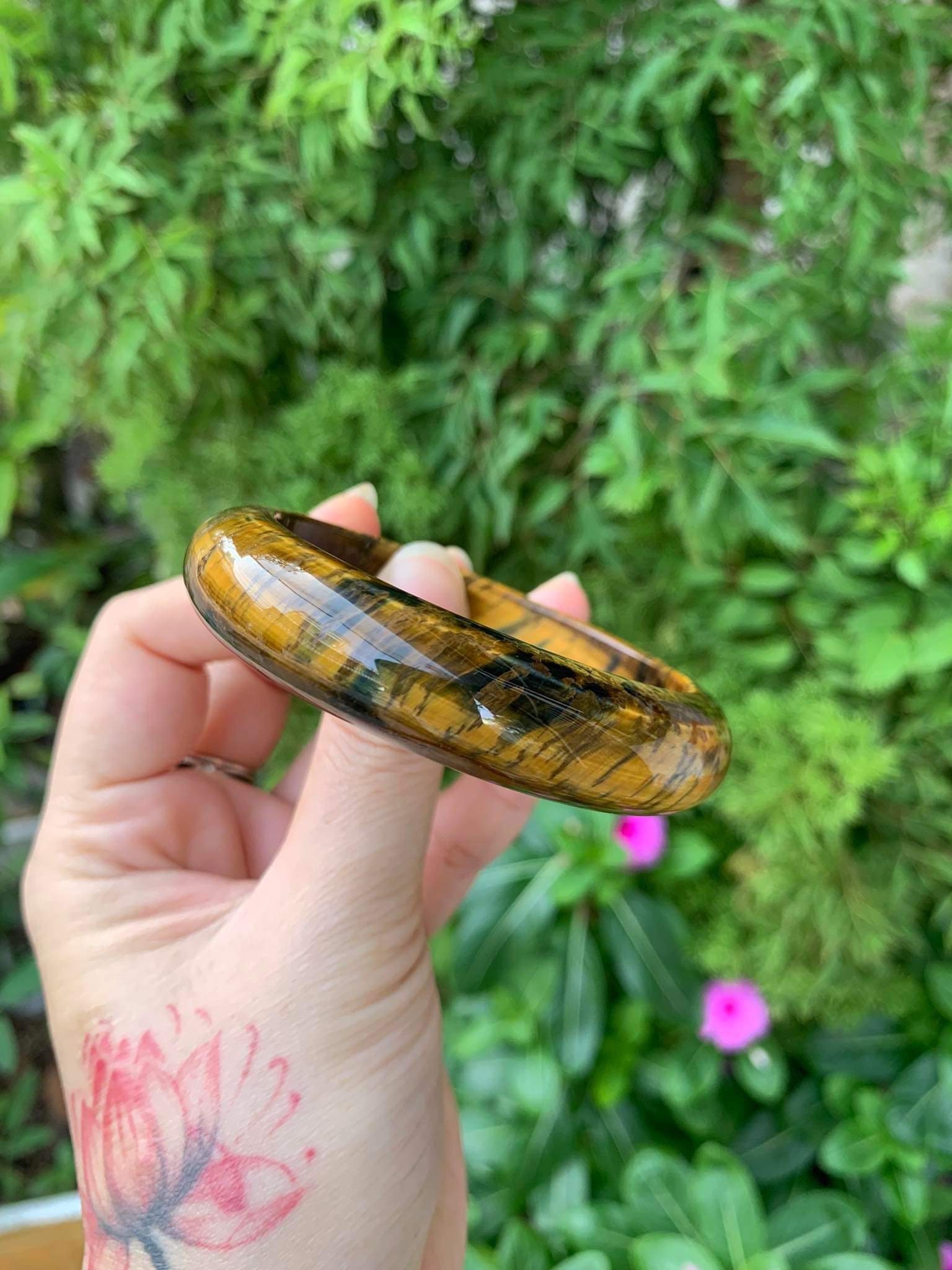 Tiger Eye Natural Gemstone Bangle Bracelet Tiger Eye Bracelet