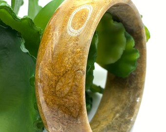 Natural Coral Fossil Bangle Bracelet, Fossil Coral Bangle Small Wrist (53.5mm)